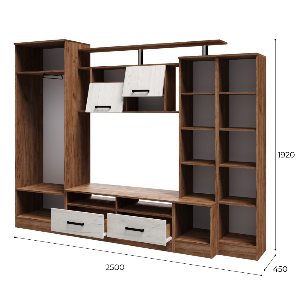 Стенка в гостиную Оскар-5, дуб крафт табачный