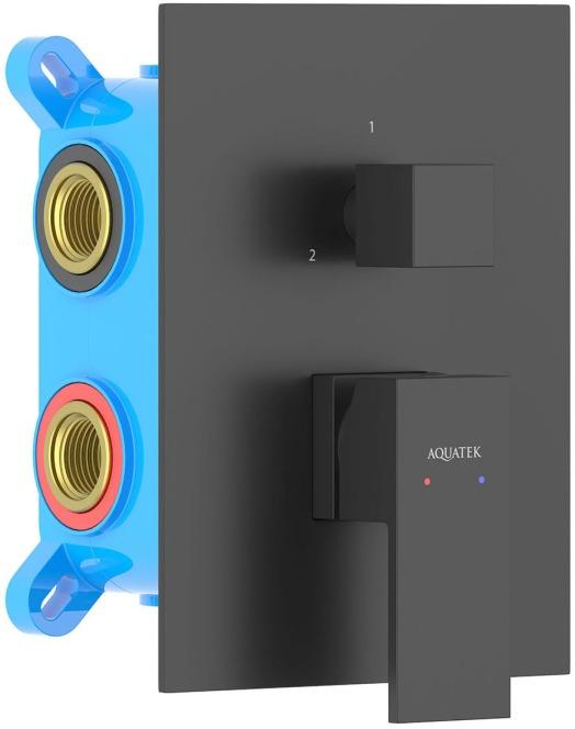 AQ1647MB ЛИБРА смеситель для ванны 3 режима (внешняя и скрытая часть), матовый черный