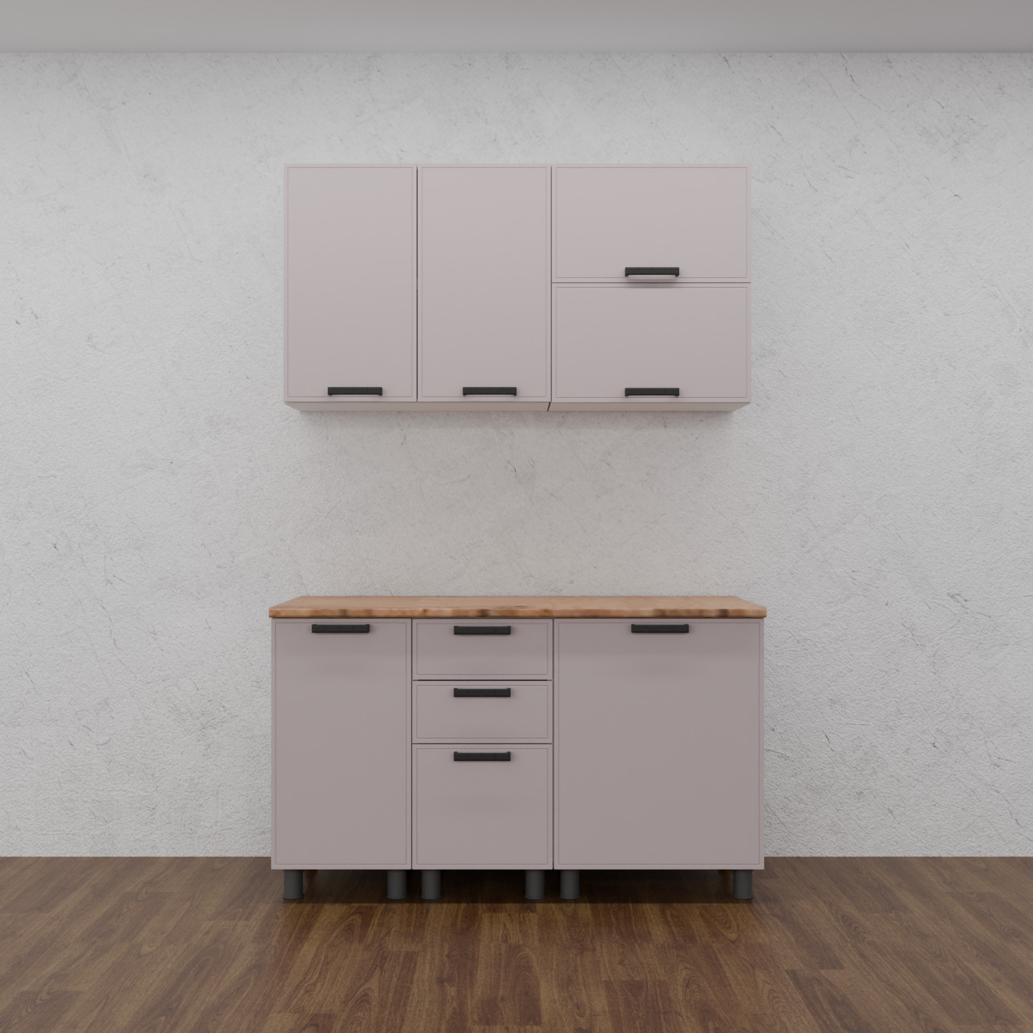 МК Аленушка Н 400 Магнолия Кашемир,скоба черный (со столешницей)