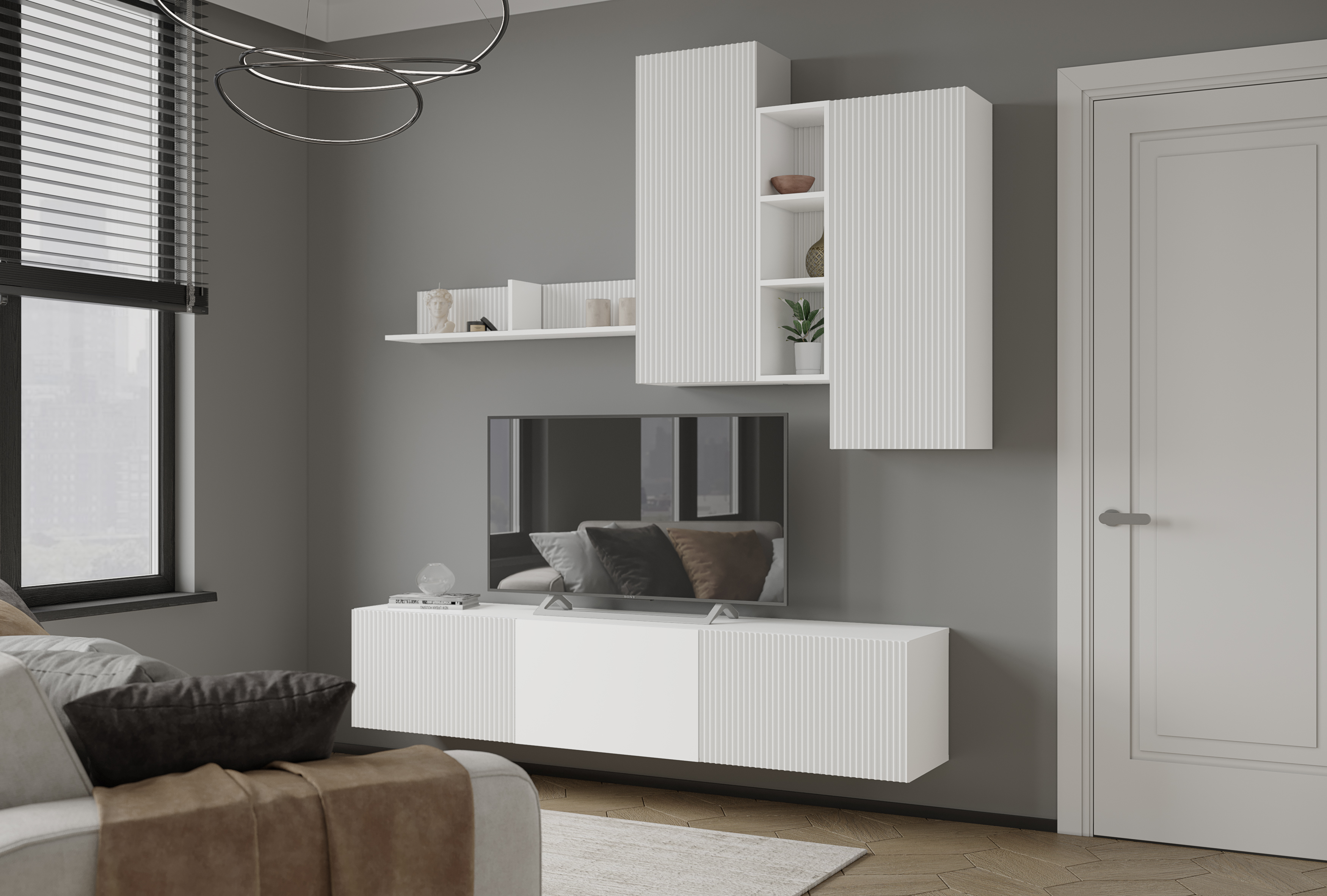 Полка навесная Сириния Куб 2, белый снег