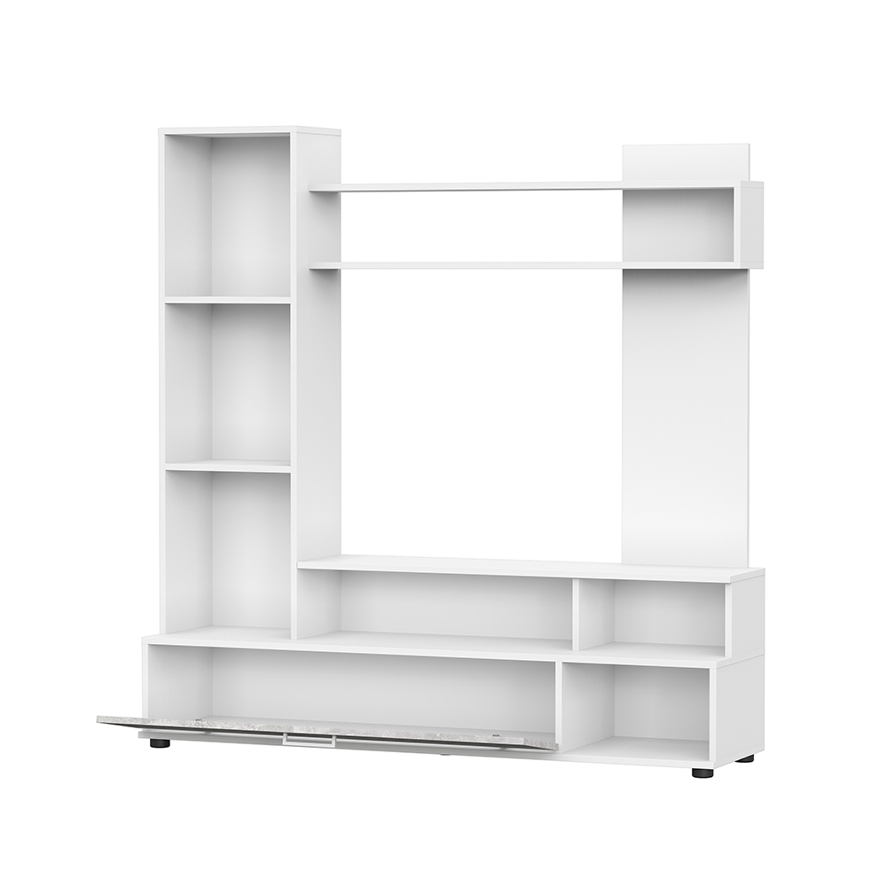 Стенка в гостиную МГС 9, белый/цемент светлый