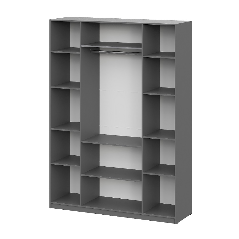 Шкаф распашной с наполнением (11 полок + штанга) ШК 5 (1600), Графит