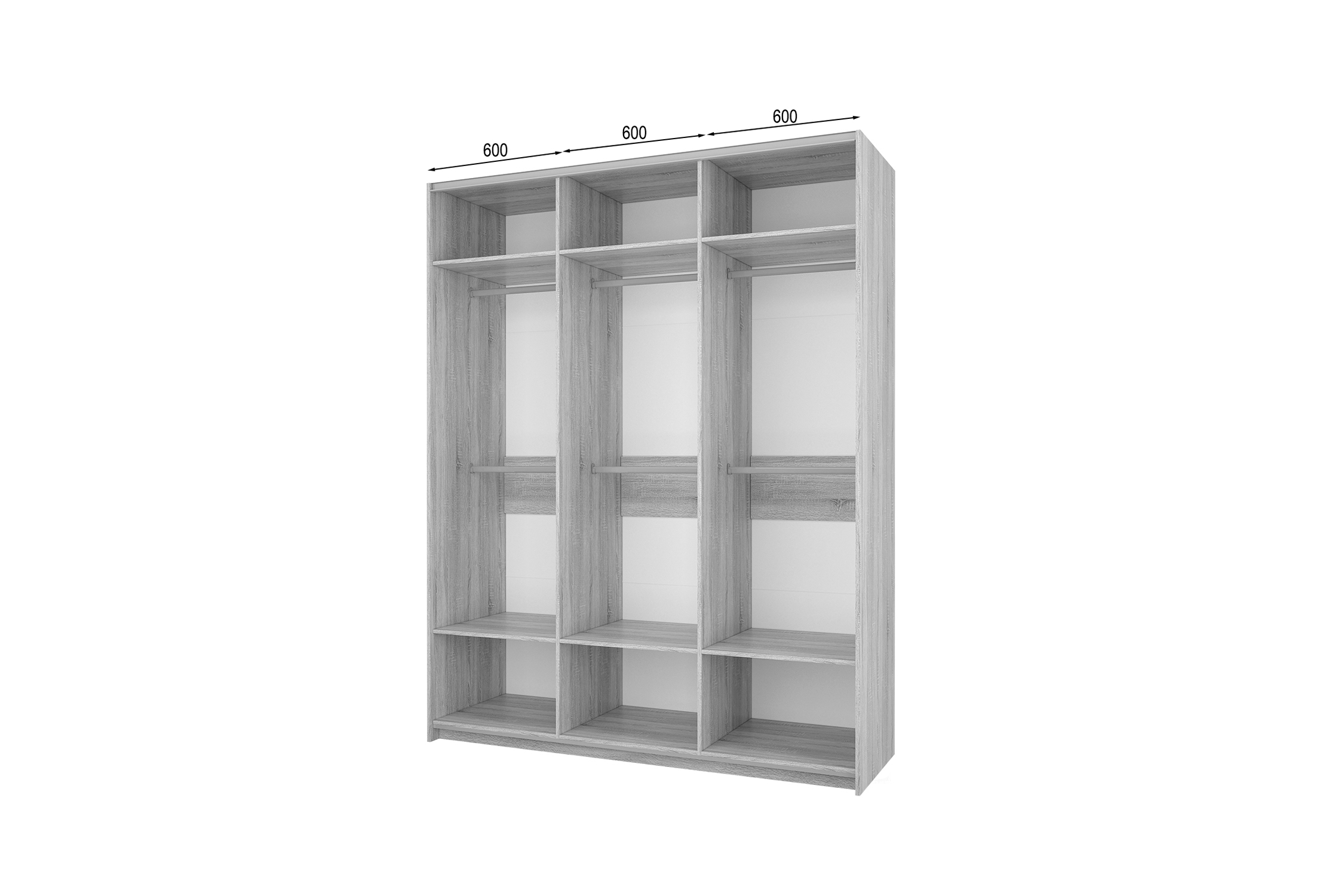 Шкаф-купе Fortune-2 1.8 м тип 3 сонома / белый / зеркало