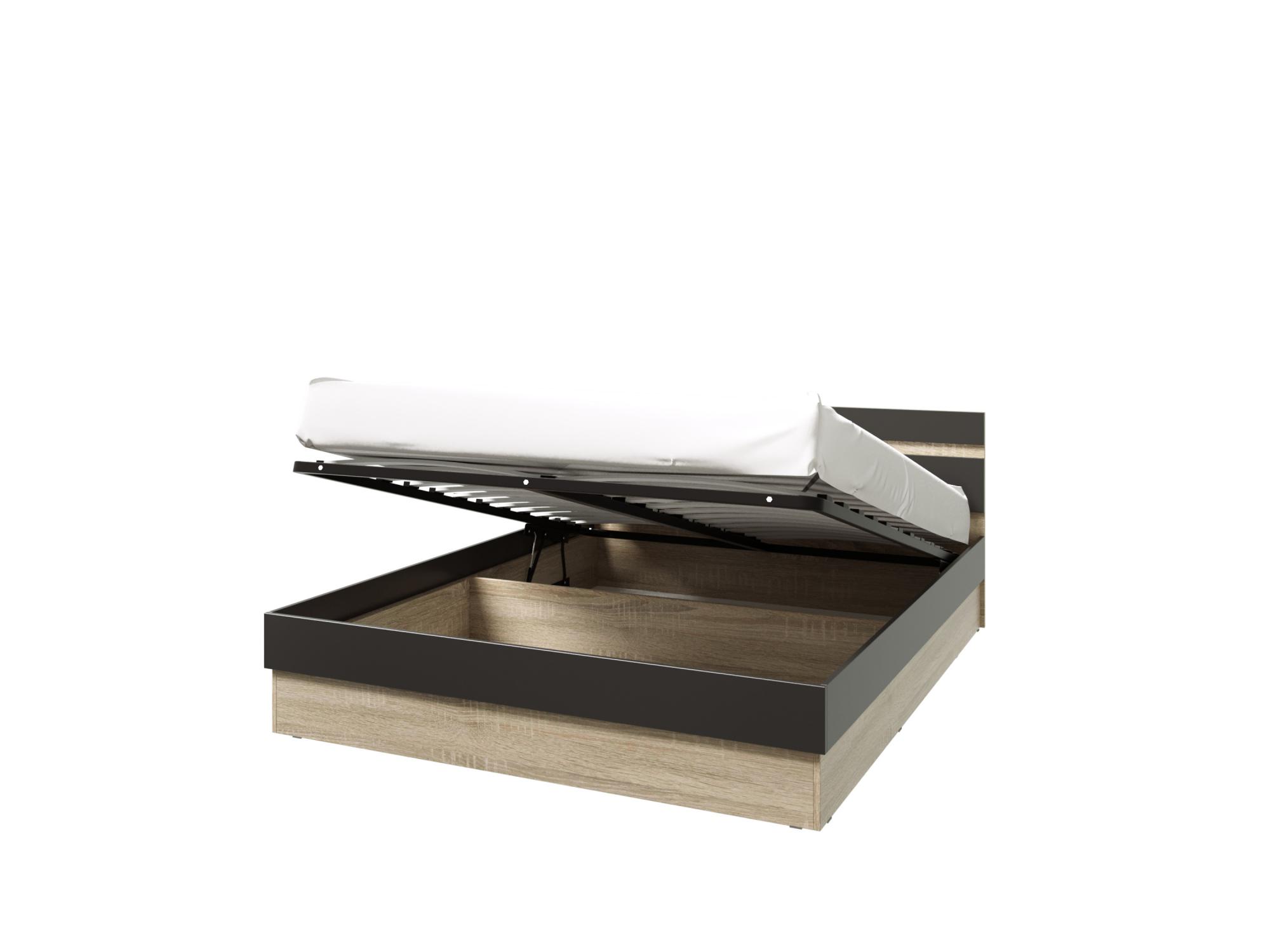 Кровать Ким с подъемным механизмом 1,4м, Графит софт, Сонома