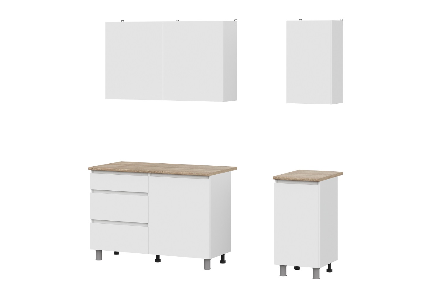 Готовая кухня Денвер 1,6 м, Белый, Дуб Сонома