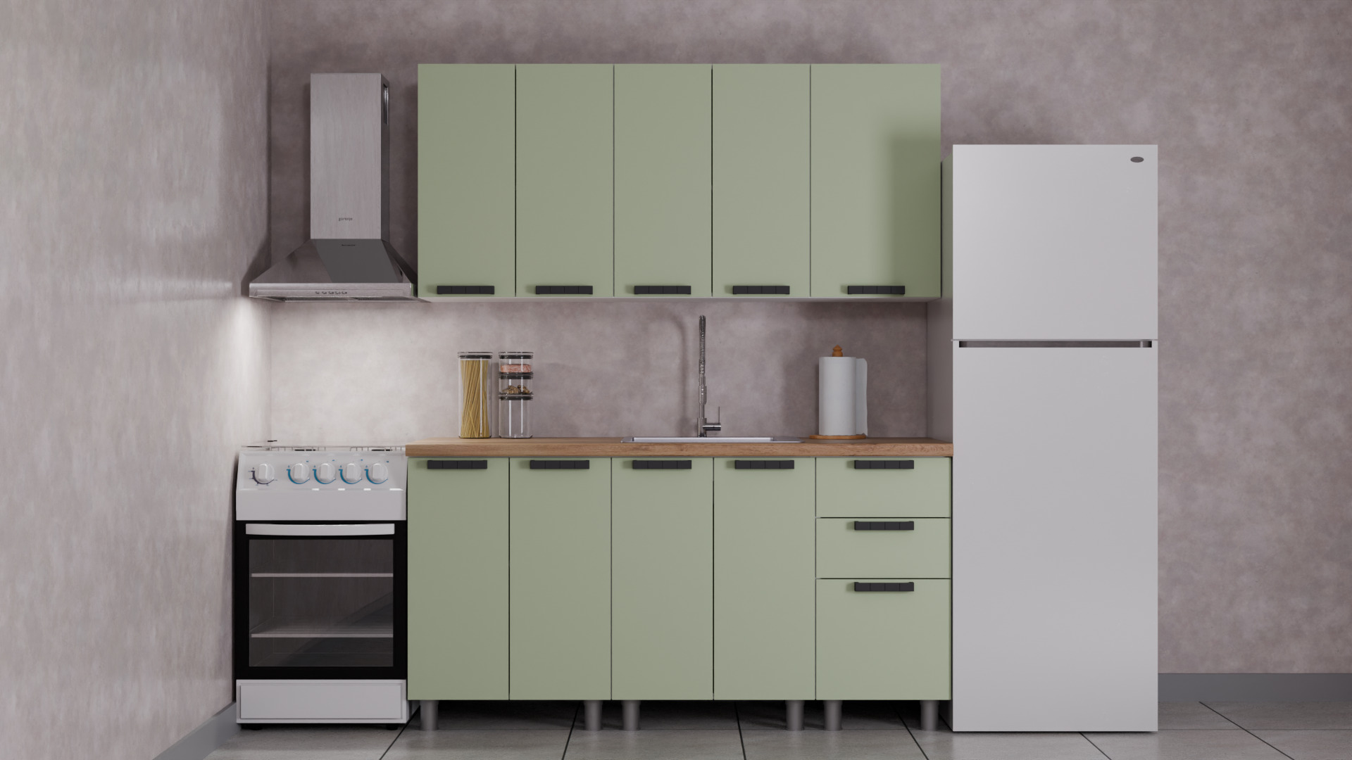 ГК Аленушка 1,6м  Лаванда Фиcташка/Фисташка,черный (без столешницы)