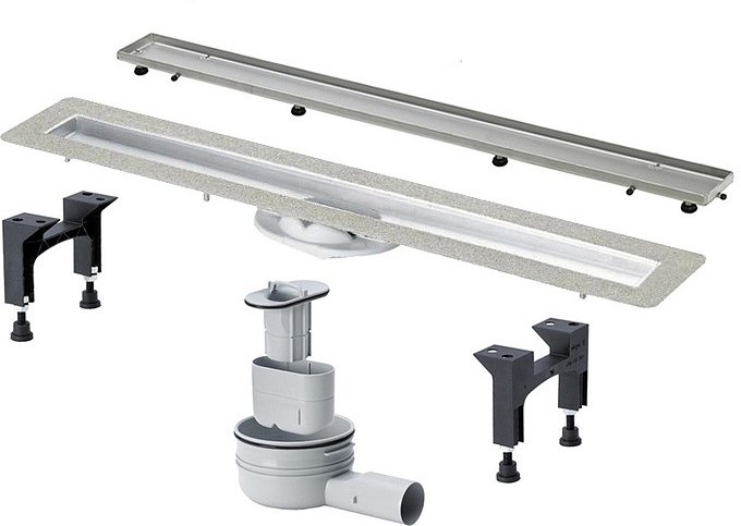 753207 Advantix Basic Set душевой лоток (нерж.сталь) 750 мм в комп. с сифоном 0.5 л/сек, ножками, дизайн решеткой под плитку ER13 мод. 4983.20