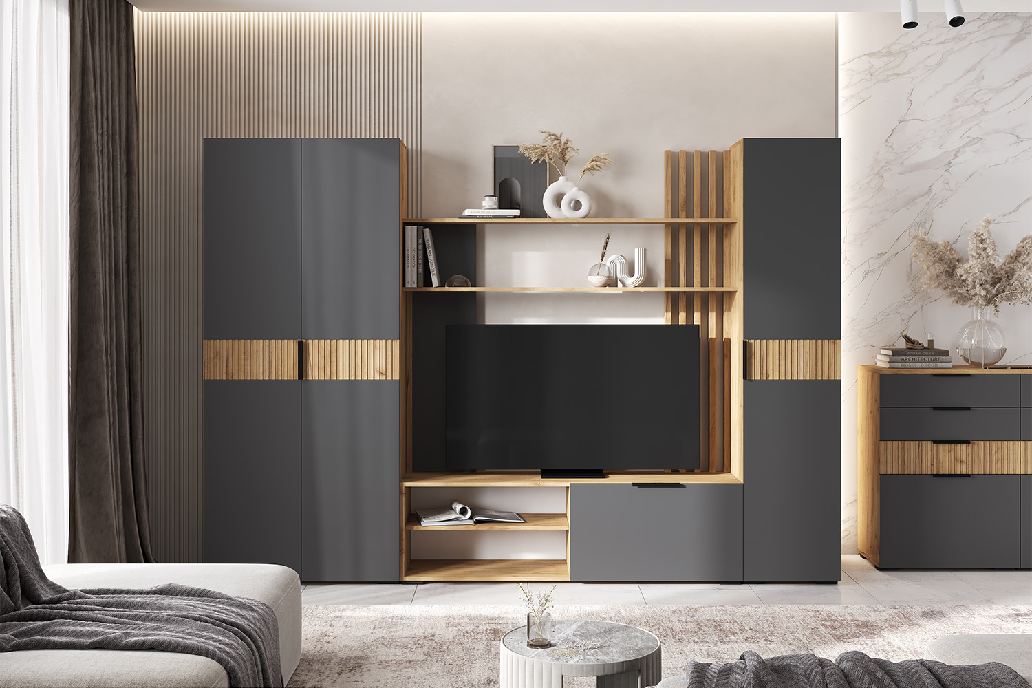 Пенал Роджина (400), Графит, Дуб крафт