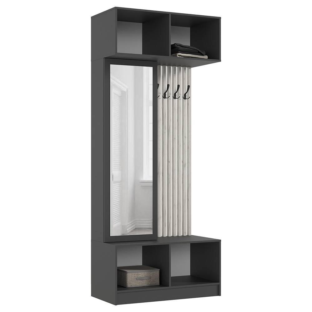 Прихожая Роджина, Графит, Дуб крафт белый