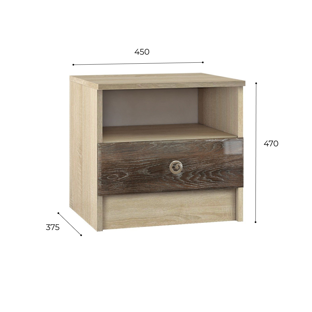 Тумба прикроватная Мадлен, дуб шале мореный