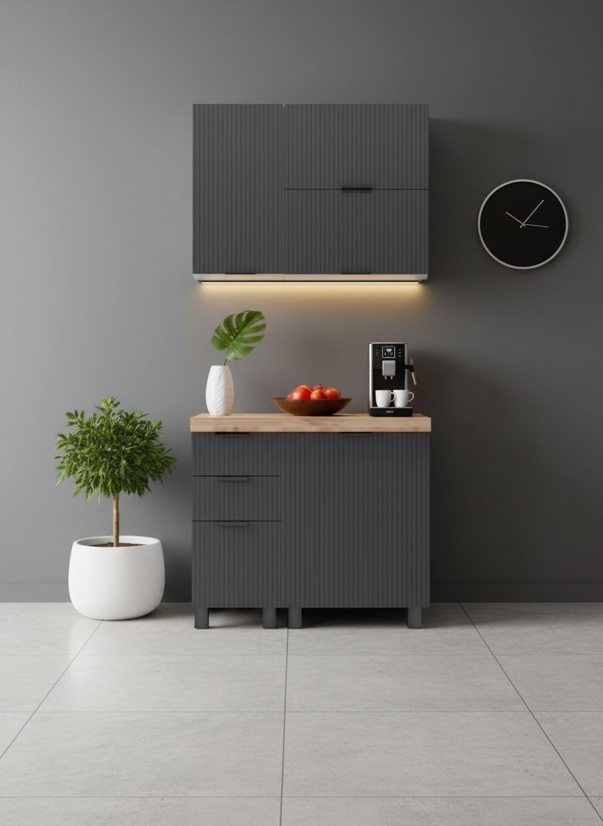 МК Аленушка 1м с 3 ящ Лотос Сталь,скоба антрацит,сонома