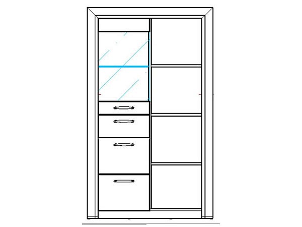 Шкаф-витрина Olivia 1V2D3S