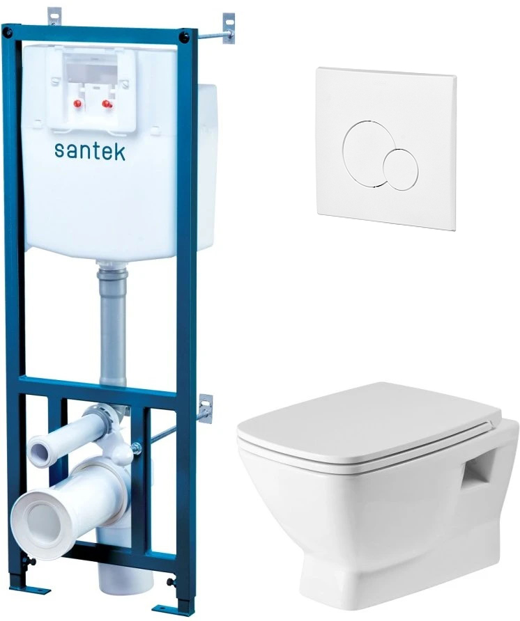 1.WH50.1.758 НЕО ПЭК rimless (подвес. безободковый унитаз с тонким сиденьем, инсталляция, белая панель)