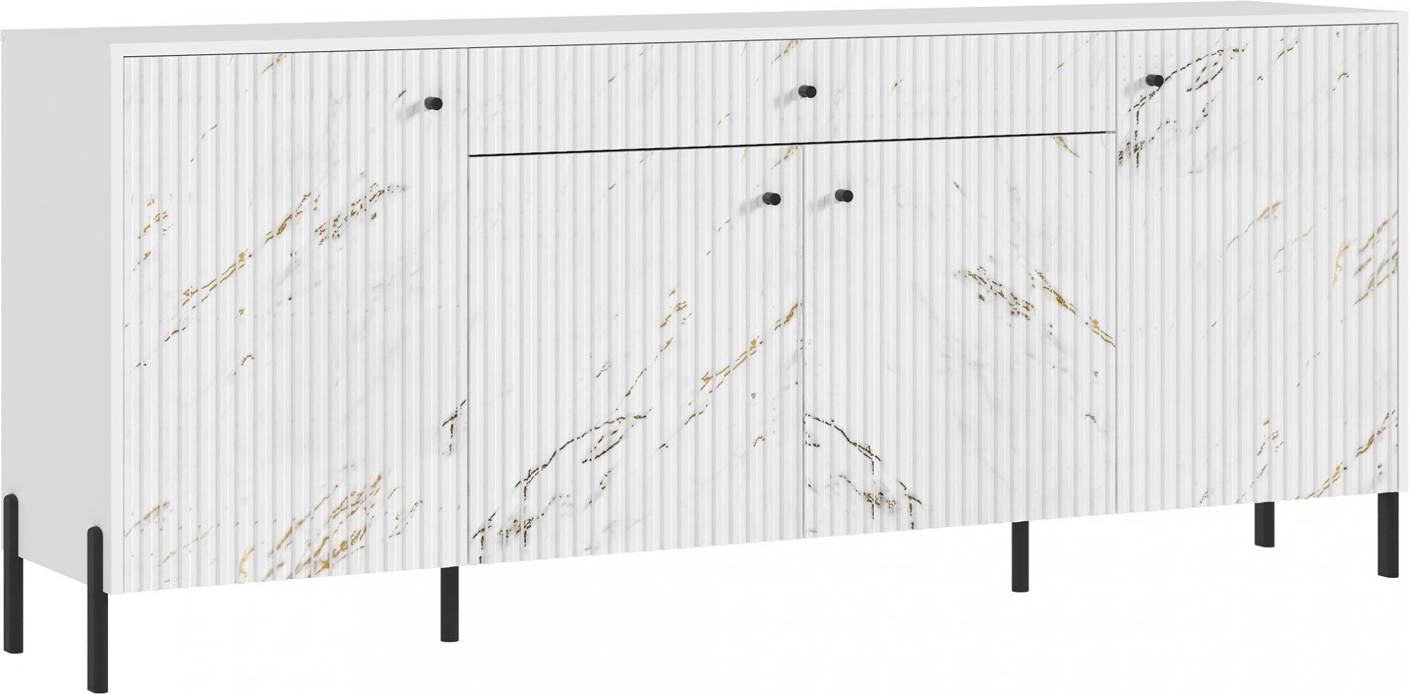 Комод Оливия (металл), Белый, Мрамор золото