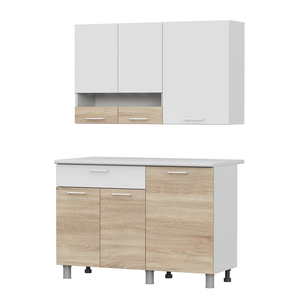 Готовая кухня КГ 4 (1.2 м), Белый, Дуб сонома