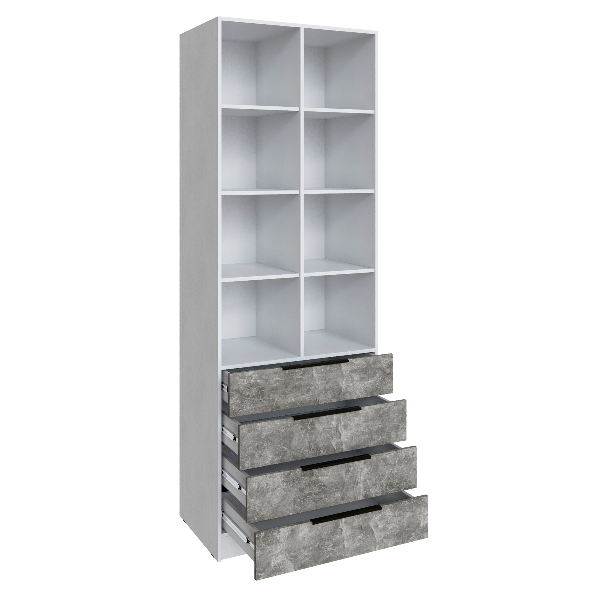 Стеллаж Мадрид (0,8) с 4 ящ. белый/ателье светлое