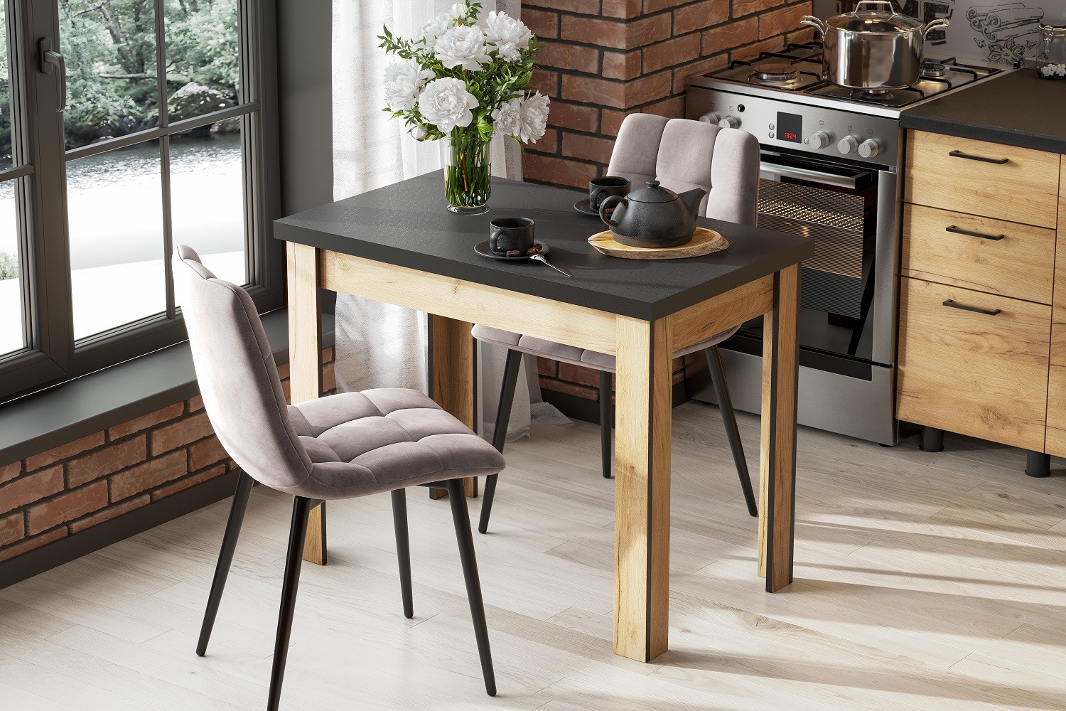 Кухня Аризона 2 м + стол дуб золотой