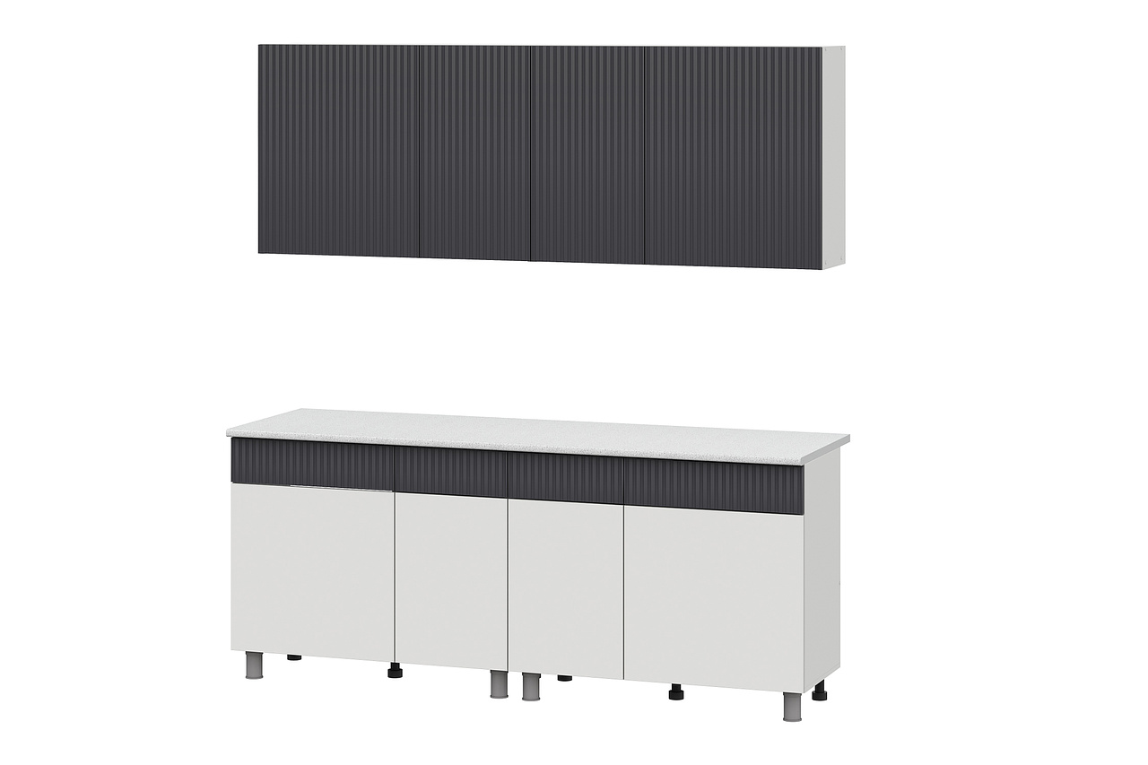 Кухонный гарнитур София 2м, Белый, Бланж, Графит матовый, Гранит белый