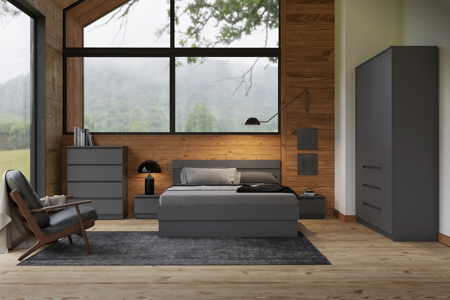 Шкаф четырехстворчатый Челси, Графит