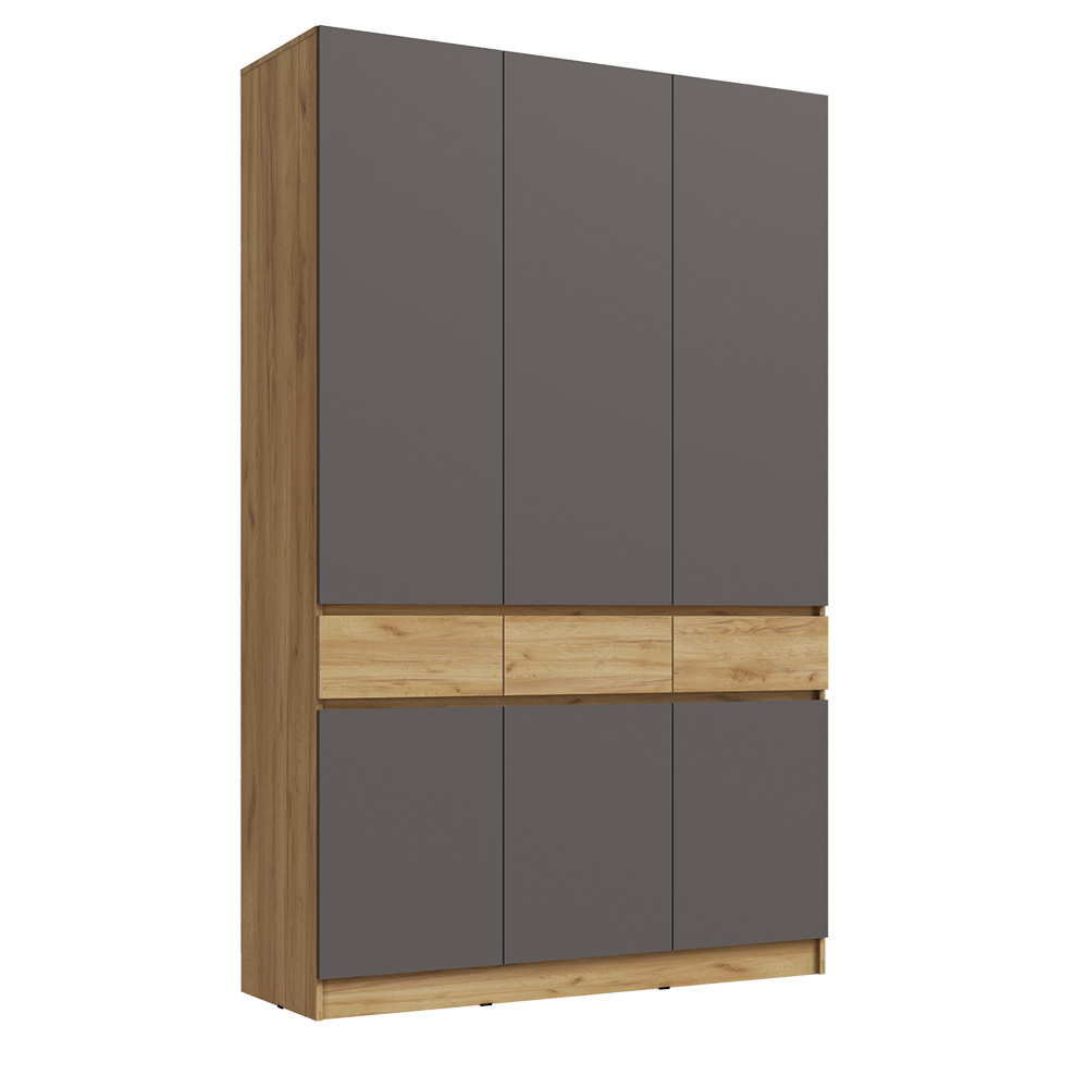 Шкаф трехстворчатый Роджина, Дуб крафт, Графит