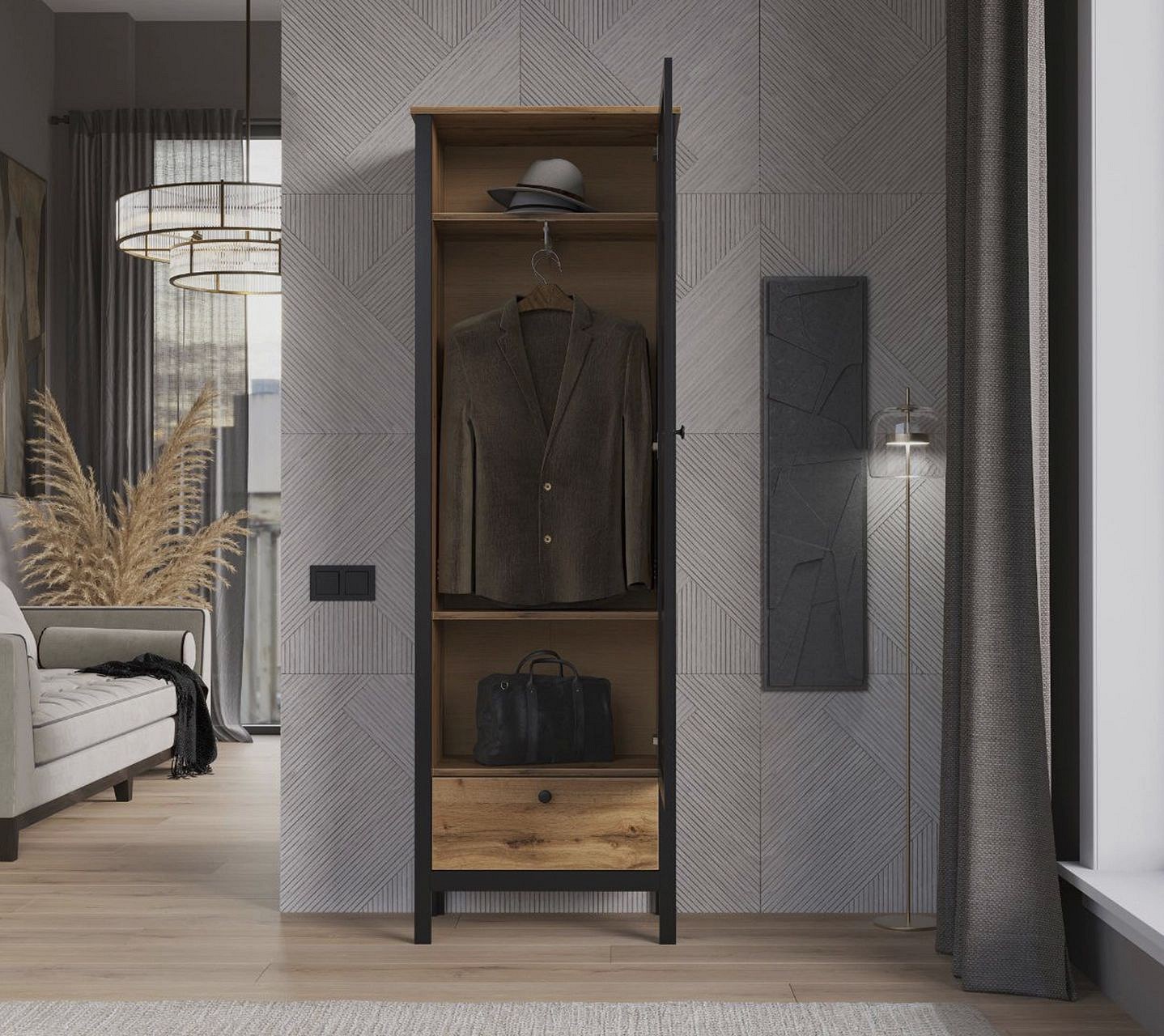 Шкаф платяной Лофт SZF1W1S-60 Шкаф платяной Лофт SZF1W1S-60