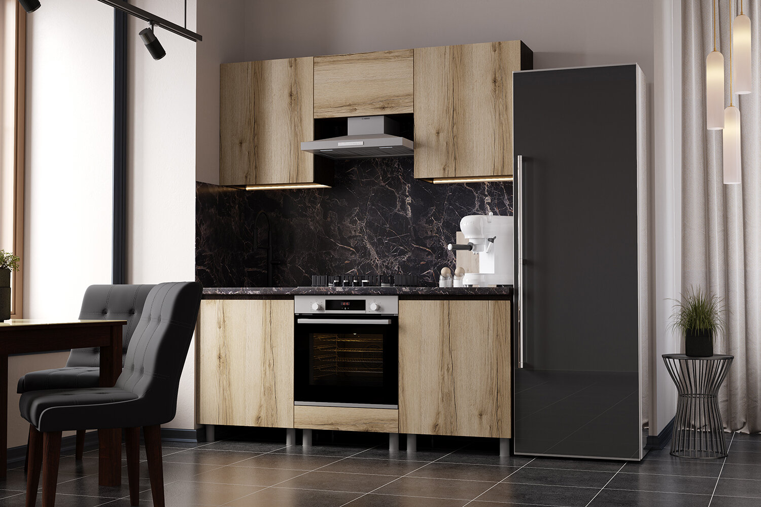 Шкаф навесной Плейона П6Х, венге/дуб делано