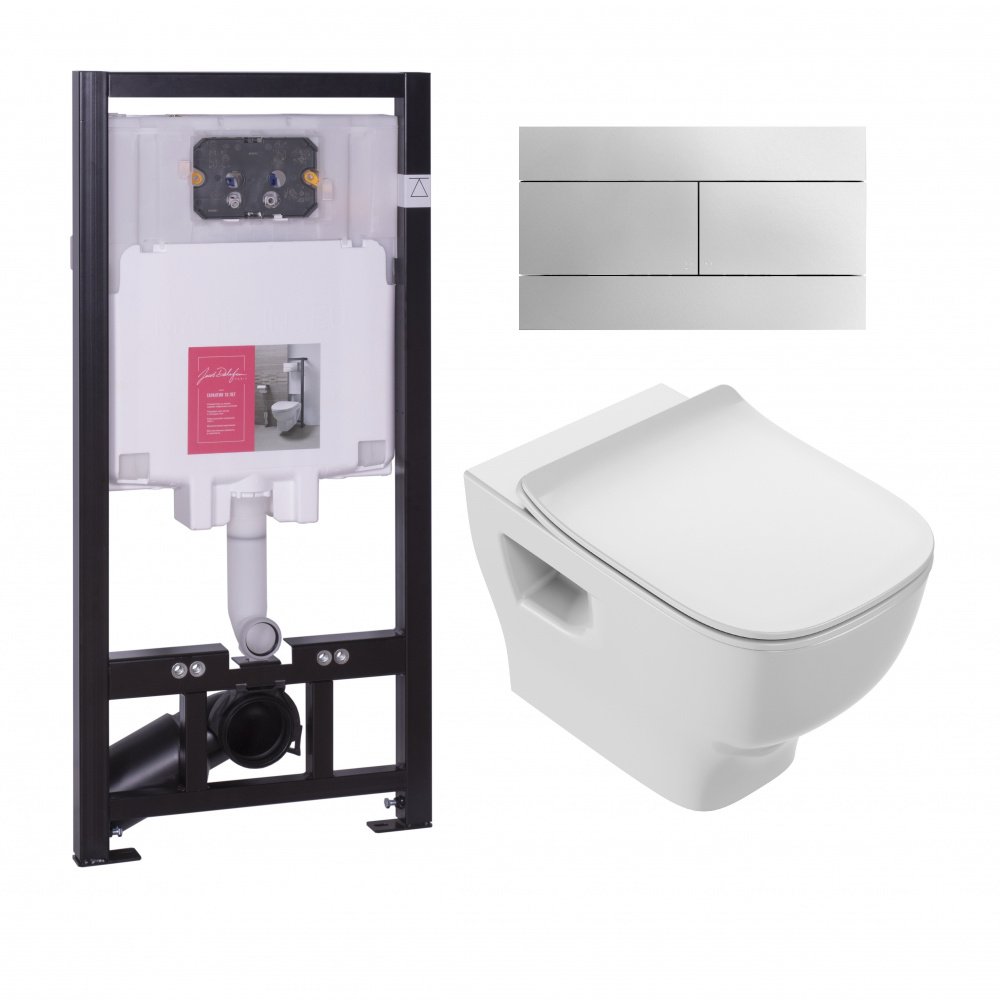 E21741RU-00 Унитаз c инсталляцией Jacob Delafon Struktura, сиденье тонкое микролифт, клавиша хром (E29025+EDE102+E20606+E4316)