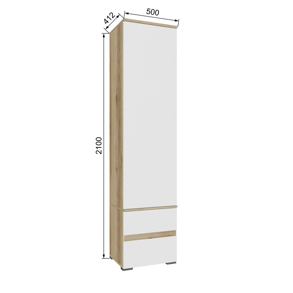 Пенал закрытый Плейона, Дуб Делано, Белый