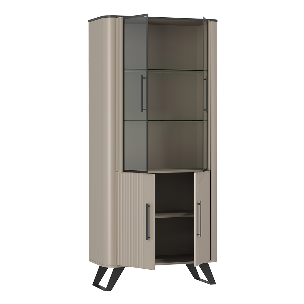 Шкаф-витрина Фиделия 76.01, Серый камень, Мрамор черный