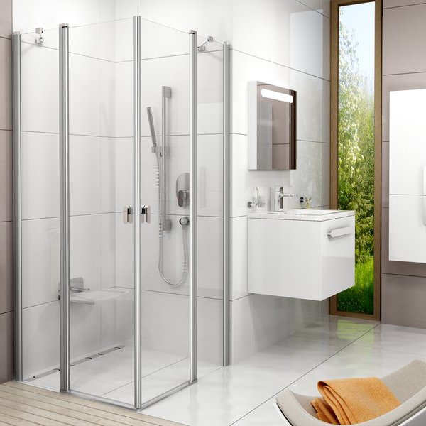 CRV2-90 дверь CHROME для комбинации с дверью или стенкой блестящий+стекло Transparent