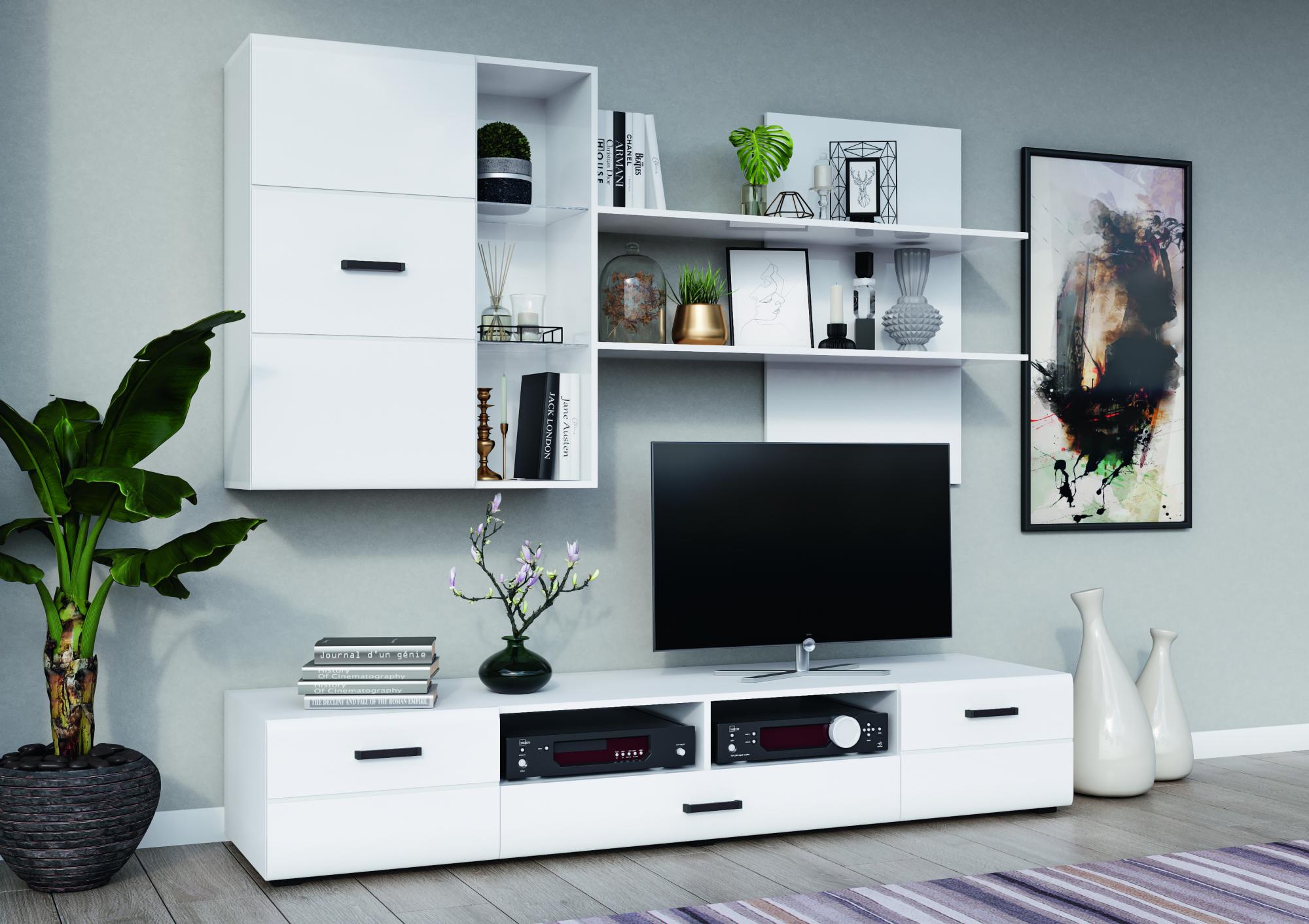 Гостиная Нэнси Вариант №5, Белый глянец холодный, Белый