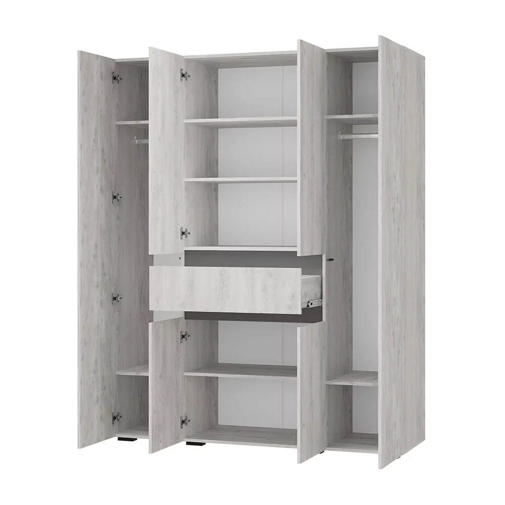 Шкаф 4-х створчатый Мрия ШК-13, Бетон пайн светлый, Графит