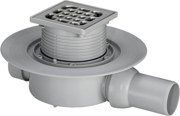 583217 Advantix трап, "сухой" затвор, решетка из нерж.100х100 мм (насадка с установ. рамкой из пластика, В=10-40 мм), 0,4 л/сек., пласт/серый