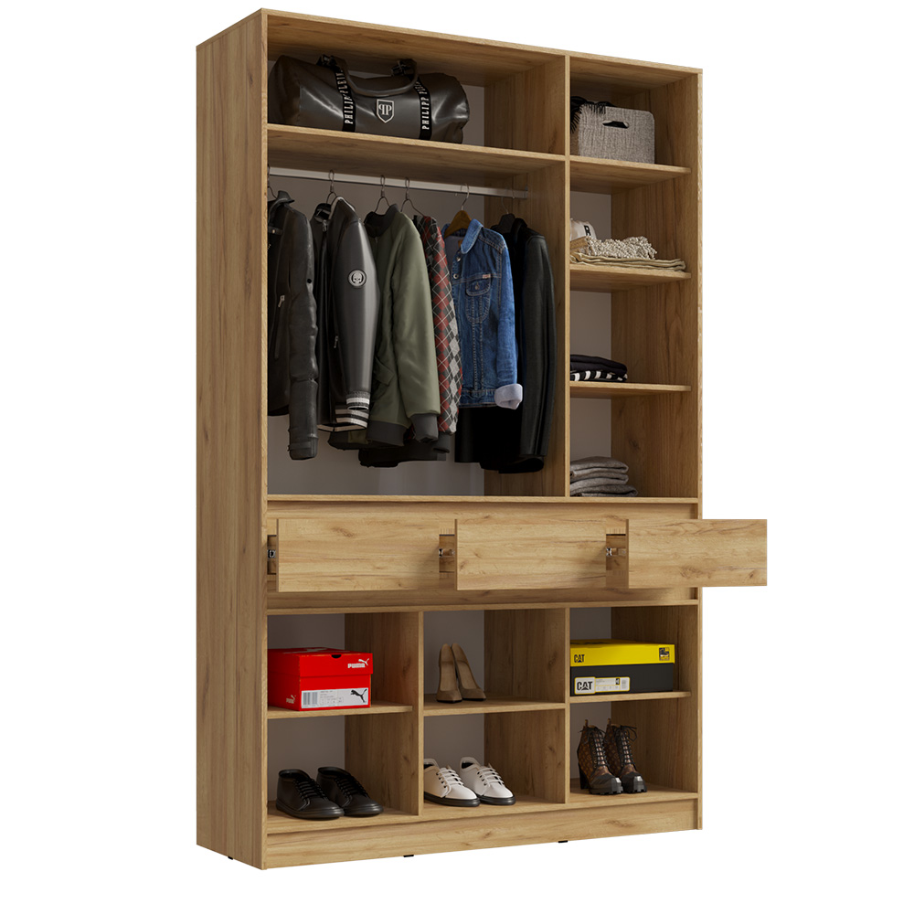 Шкаф трехстворчатый Роджина, Дуб крафт, Белый глянец