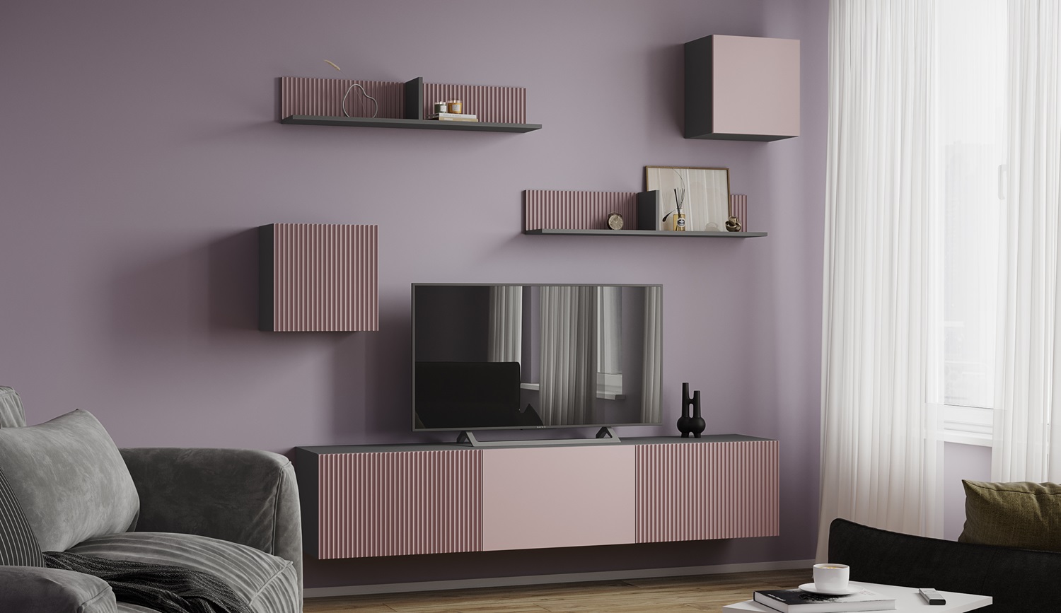 Полка навесная Сириния, пудра