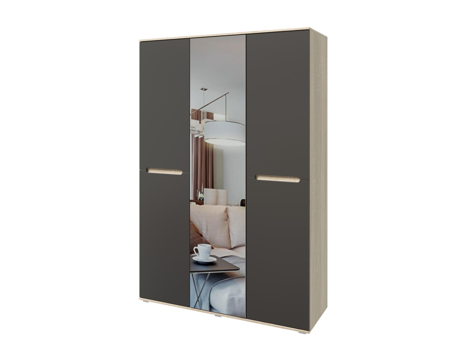 Шкаф трехстворчатый Ким, Графит софт, Сонома