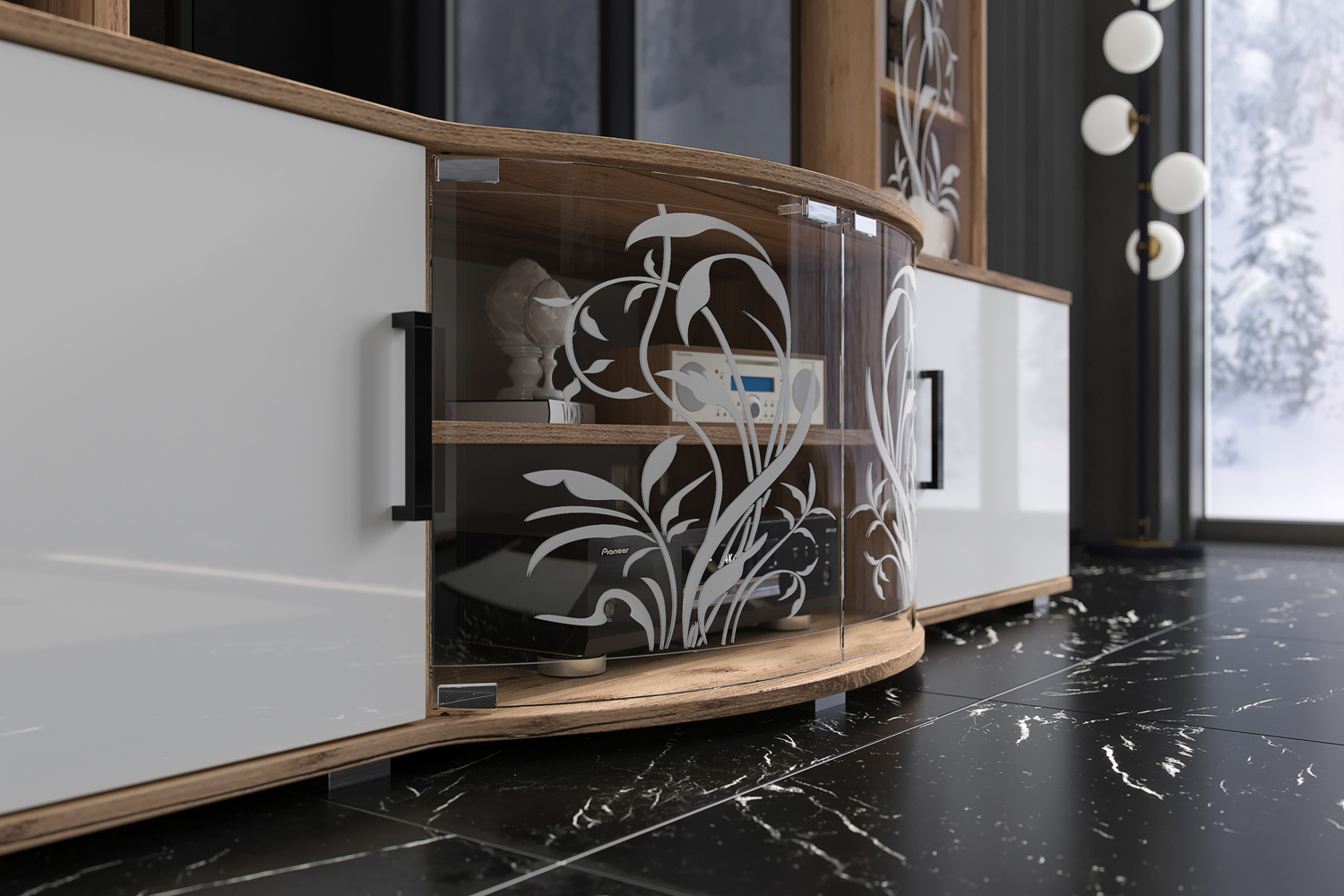 Гостиная Виста, Белый глянец холодный, Дуб Крафт Гостиная Виста, Белый глянец холодный, Дуб Крафт