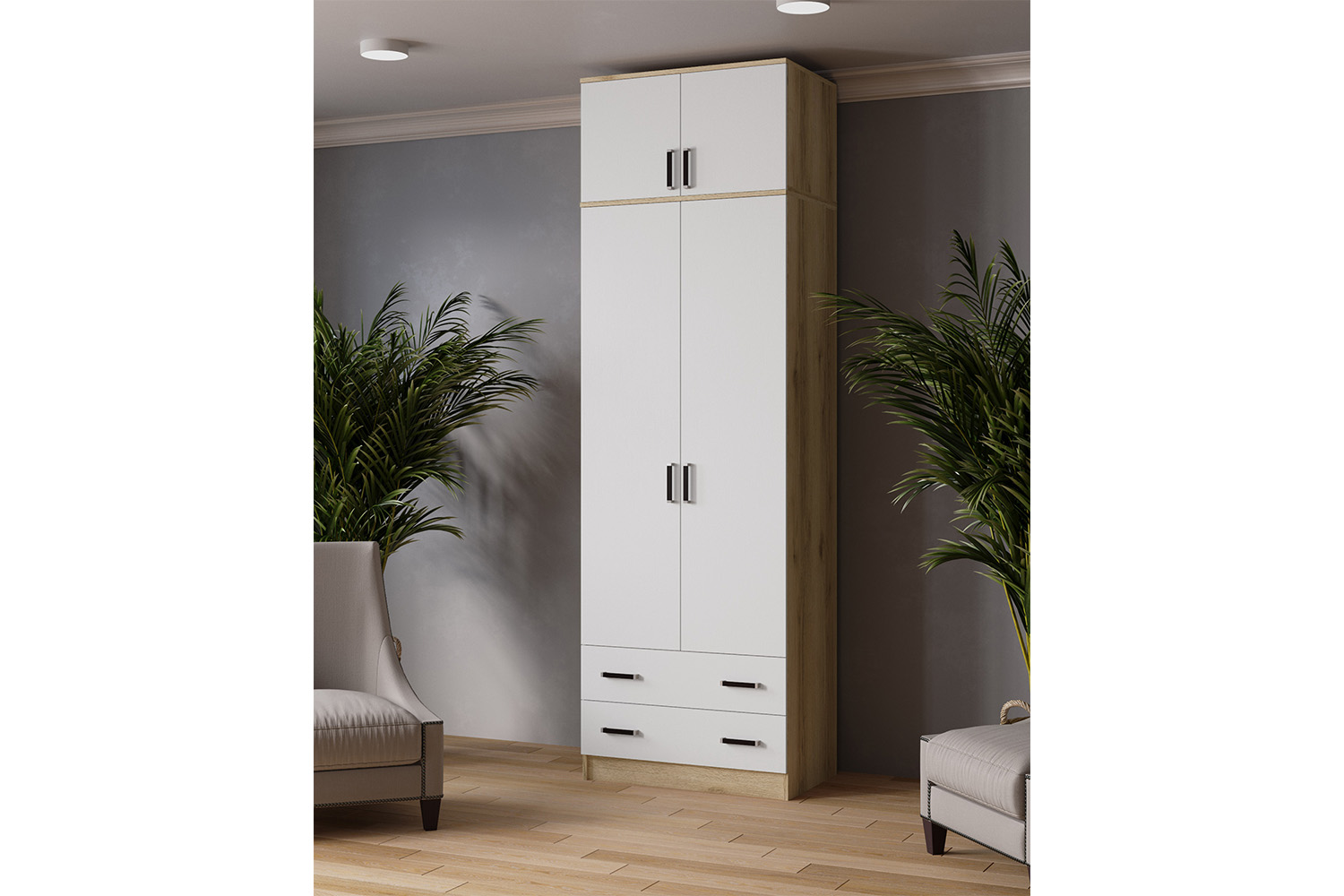 Антресоль для шкафа Лагуна 80, Дуб Делано, Белый