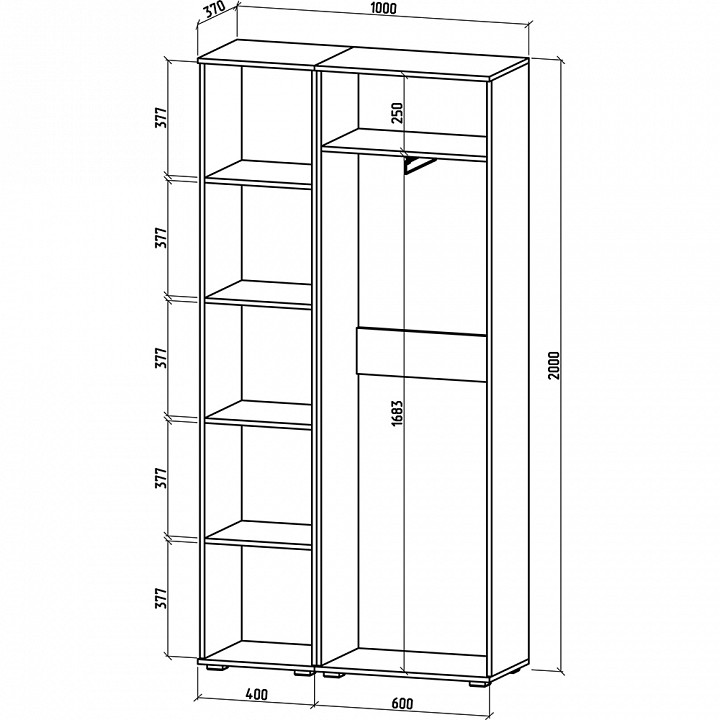 Шкаф платяной Тунис-5