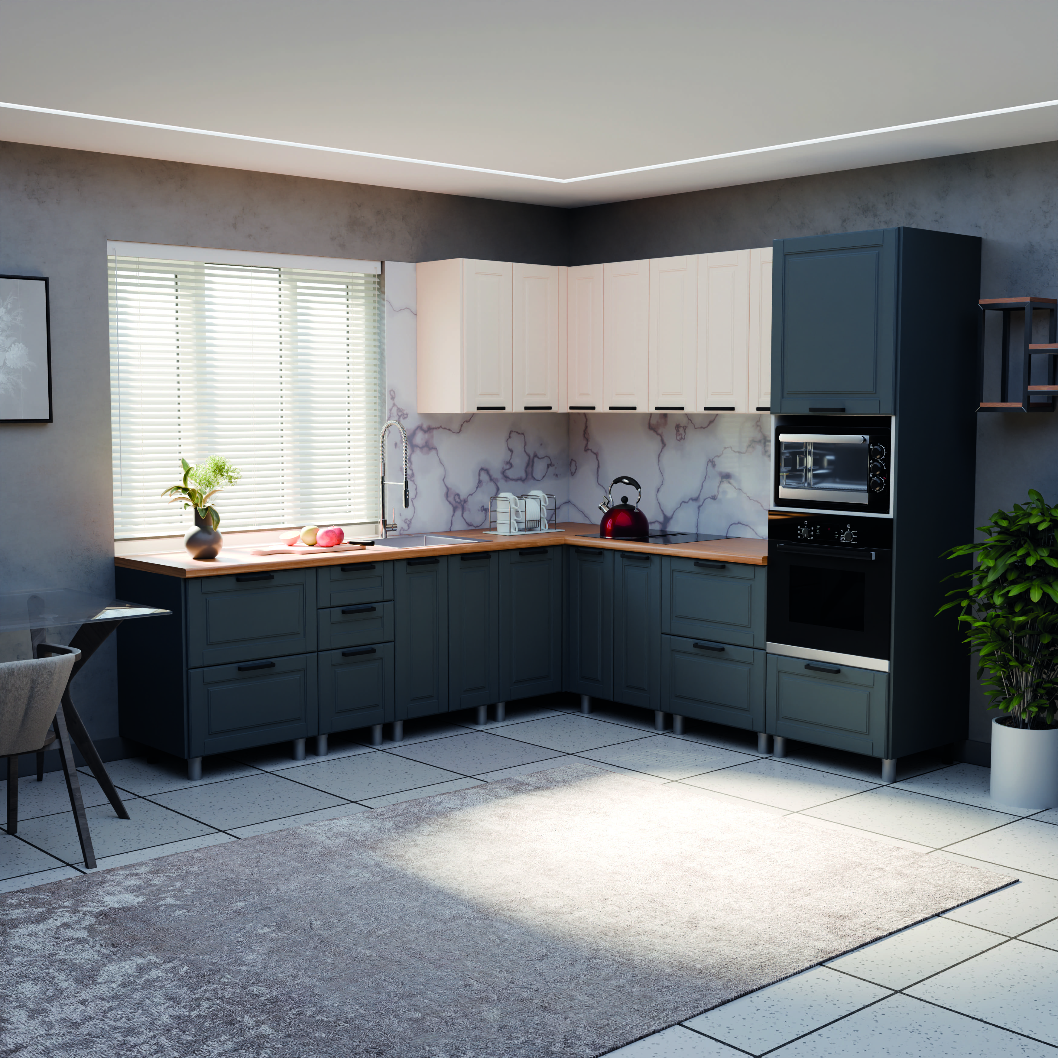 МК Аленушка Н2Я 600 Астра Сталь,скоба черный (со столешницей)