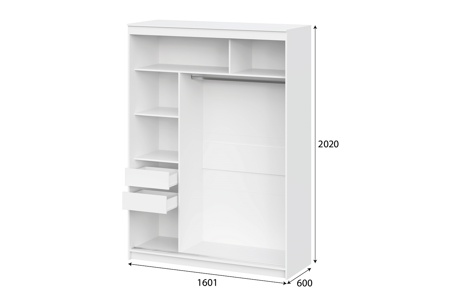 Шкаф-купе "ШКП 3" (1,6) Белый текстурный