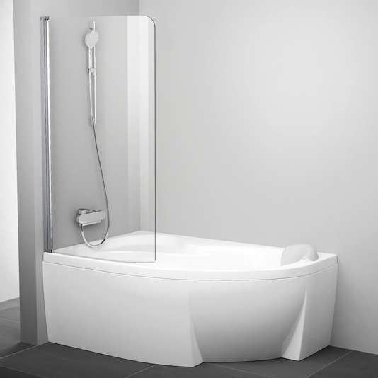 CVSK1 ROSA 140/150 L блестящая+транспарент шторка на ванну CVSK1 ROSA 140/150 L блестящая+транспарент шторка на ванну
