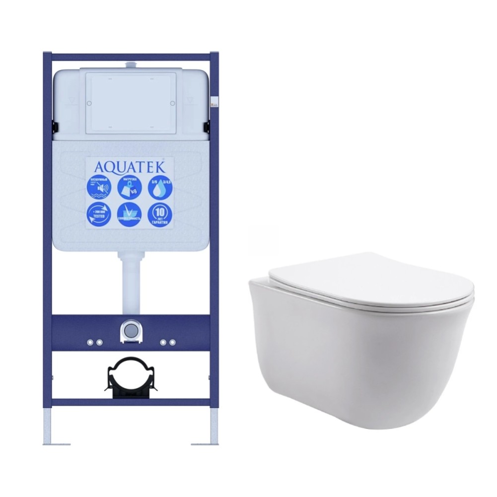 SET AQUATEK КЛАССИК (рама AQUATEK Standard INS-0000012(без клавиши и крепежа)+унитаз КЛАССИК AQ1111-00 с тонким сиденьем soft-close