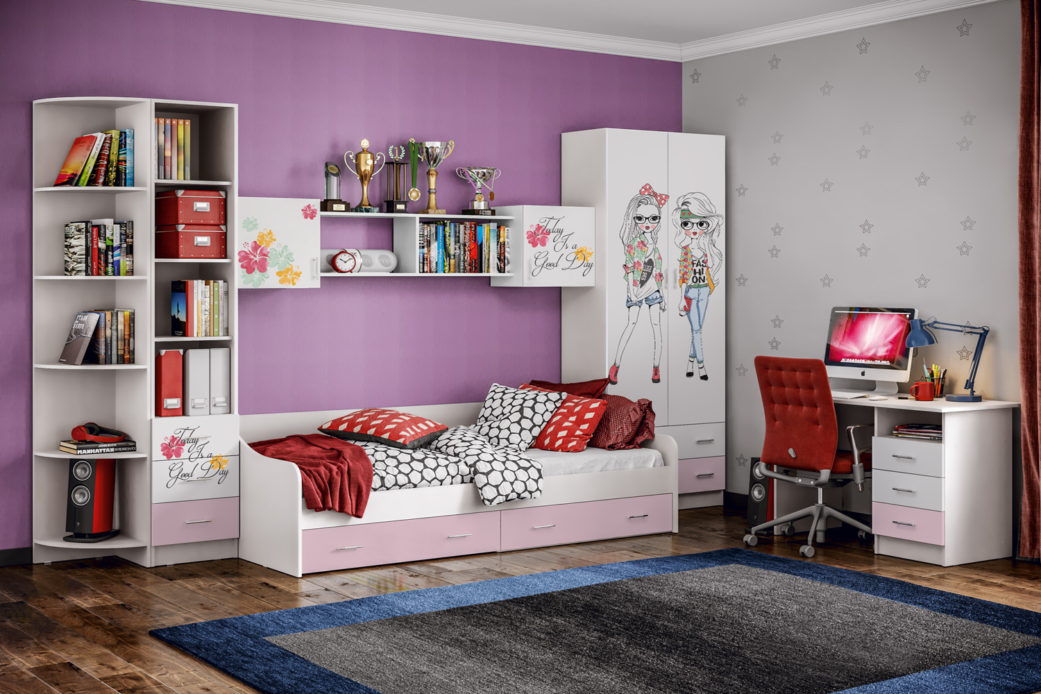 Кровать детская выдвижная FASHION, Белый