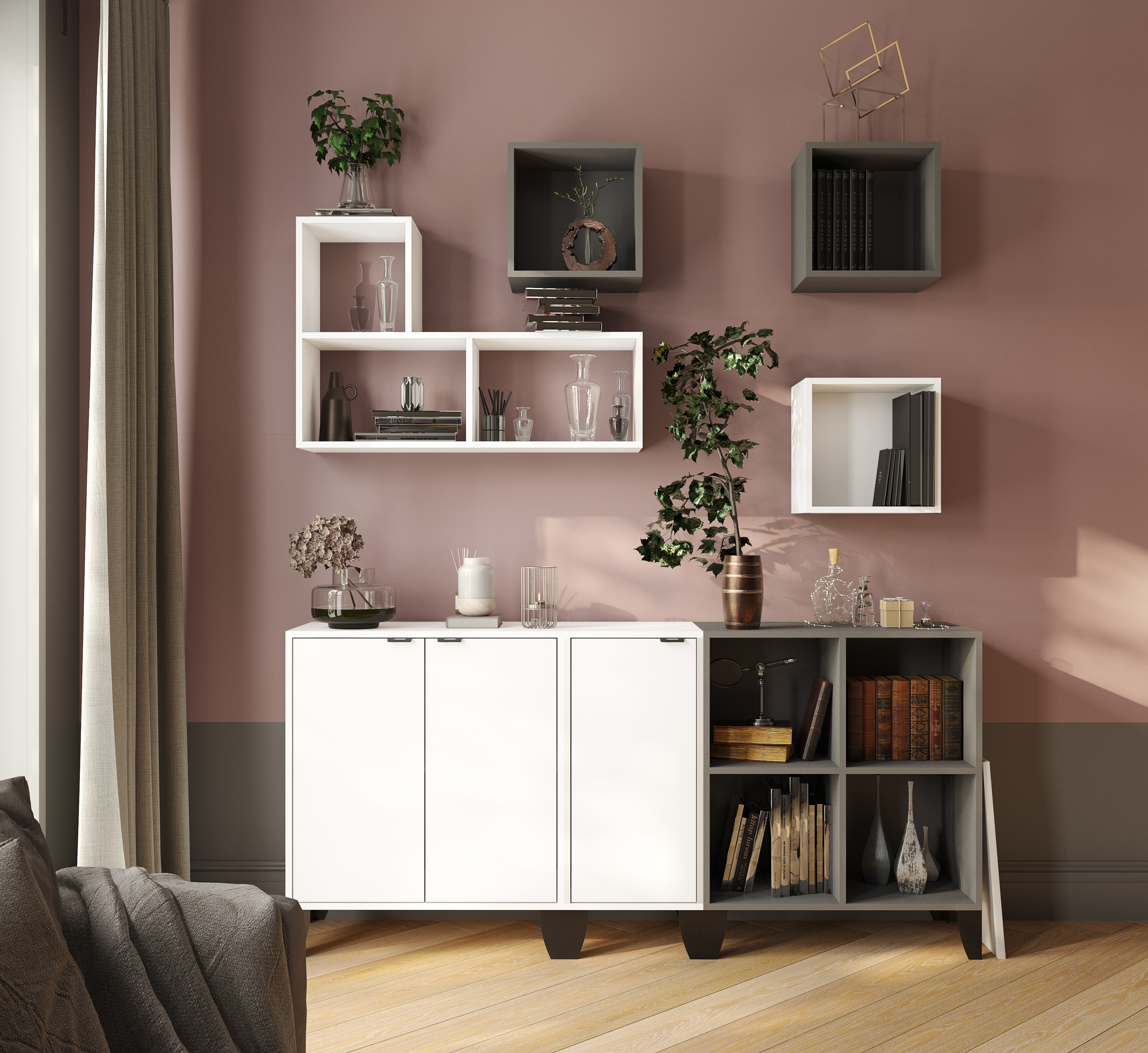 Гостиная Гира куб ГКБ-1 графит серый