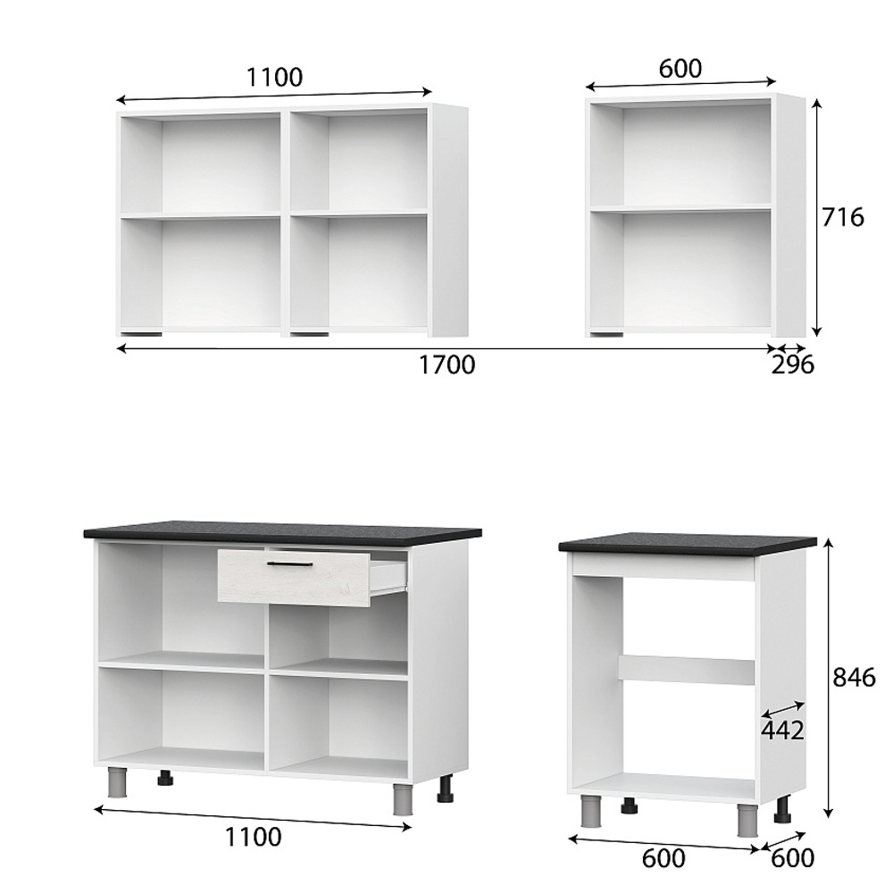 Кухонный гарнитур "Лаванда" Сосна Санторини светлый (со столешницей 26 мм)