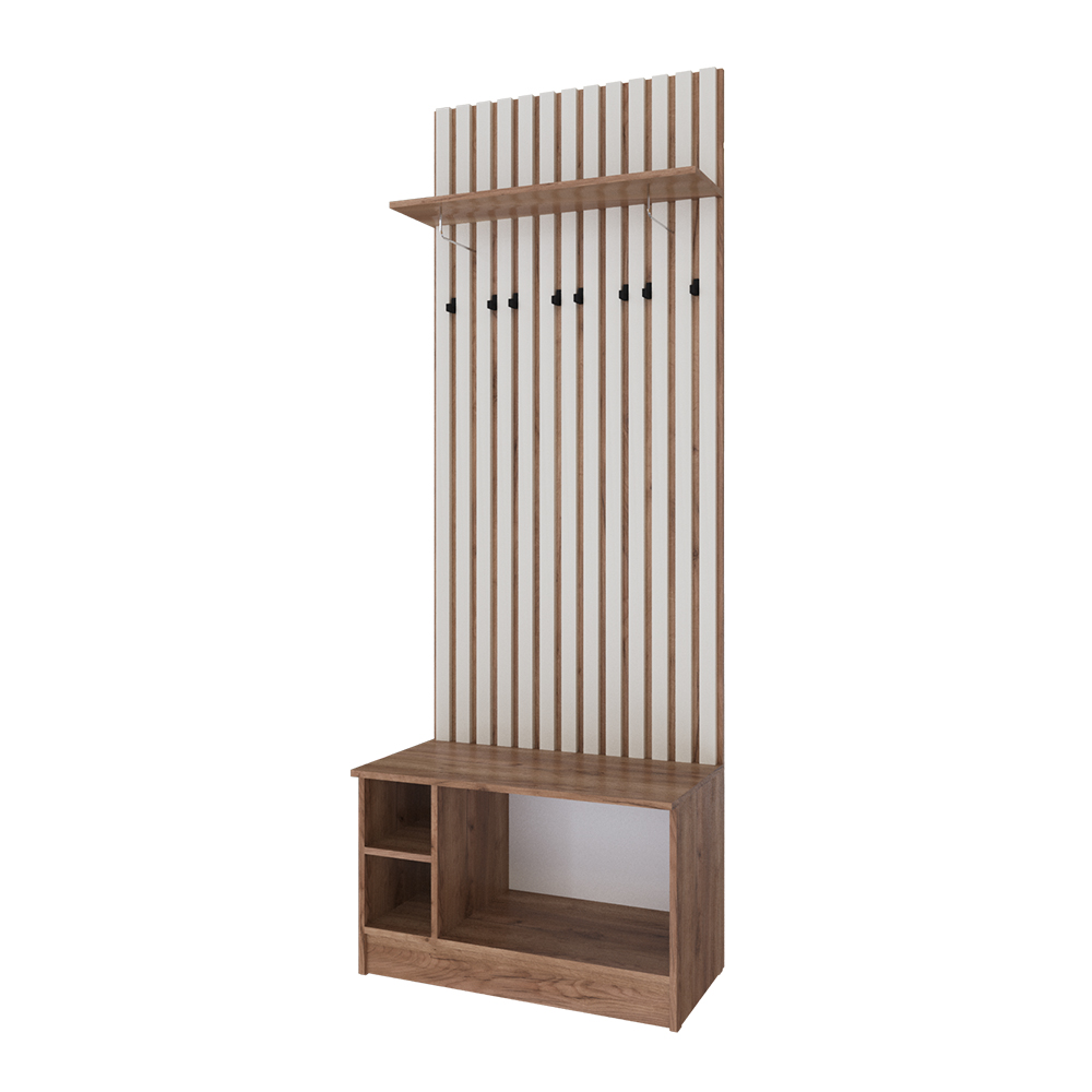 Тумба с вешалкой Кано 800 КПТВ-2, Дуб крафт табачный, Дуб крафт белый