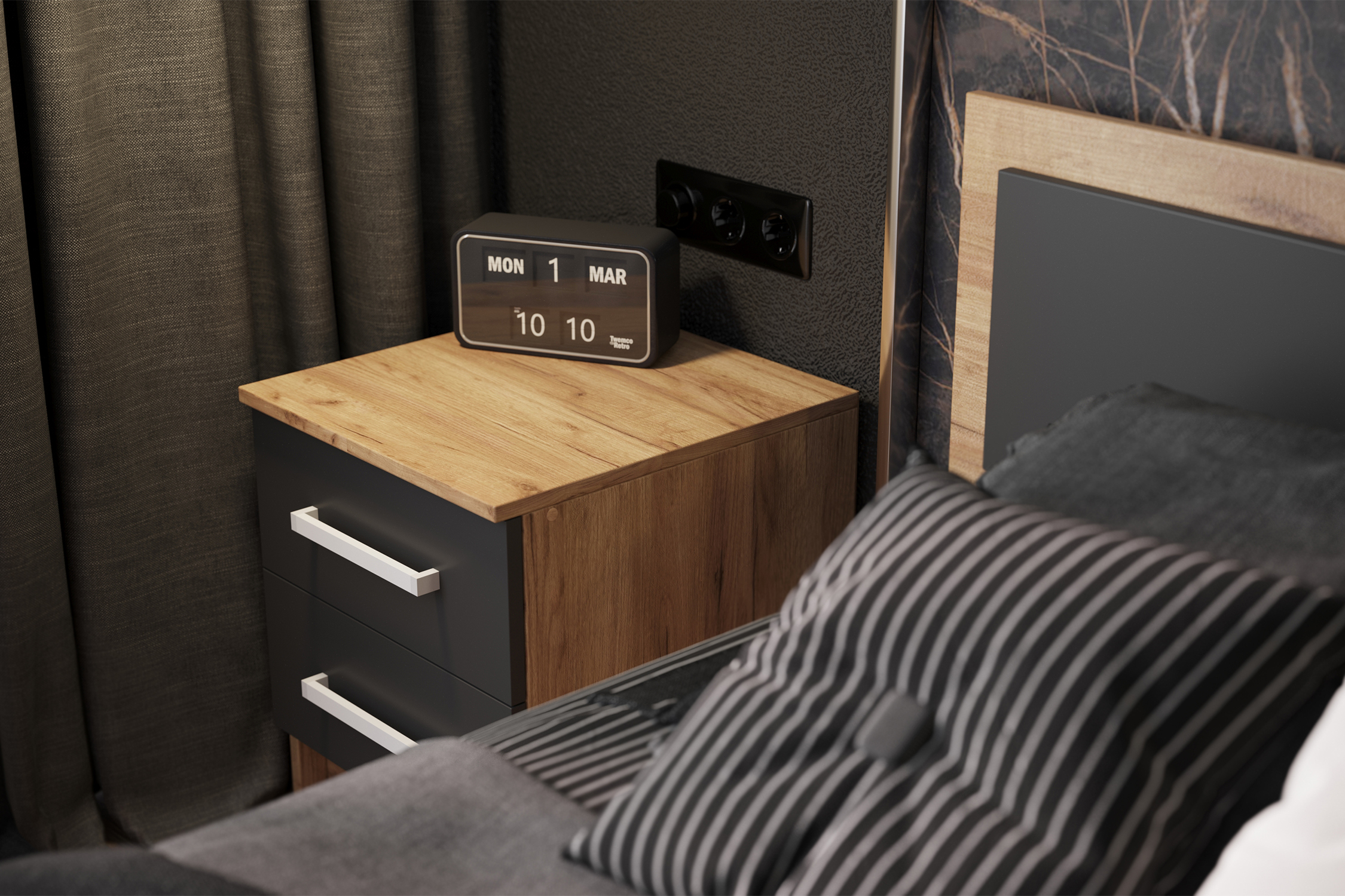 Модульная спальня Мартина графит / дуб крафт