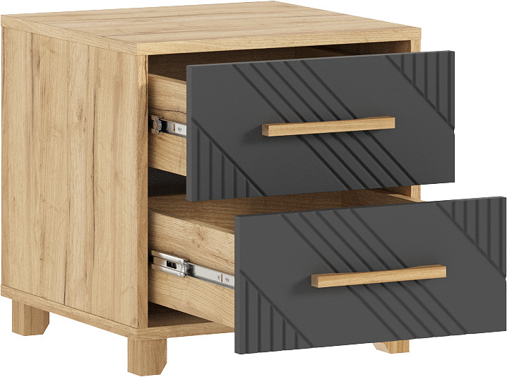 Тумба прикроватная Ирис (2 шт.), Браш Графит, Дуб Крафт