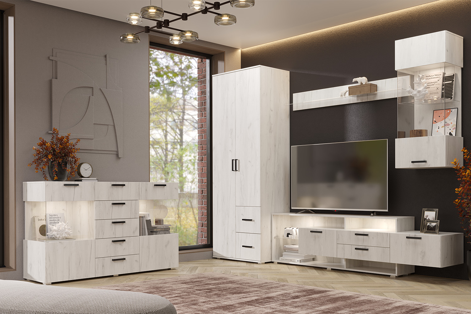 Шкаф навесной Алтея, Дуб крафт белый